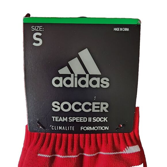 Adidas Soccer Team Speed 2 OTC Sock Climalite Small Youth 13C-4Y Red | CK1863 - Picture 3 of 5